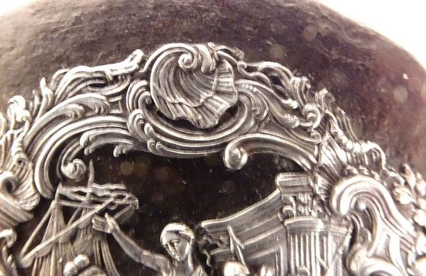 Scatola rotonda in cartone bollito Argento sterling Rapimento delle Sabine Cochin XIX secolo