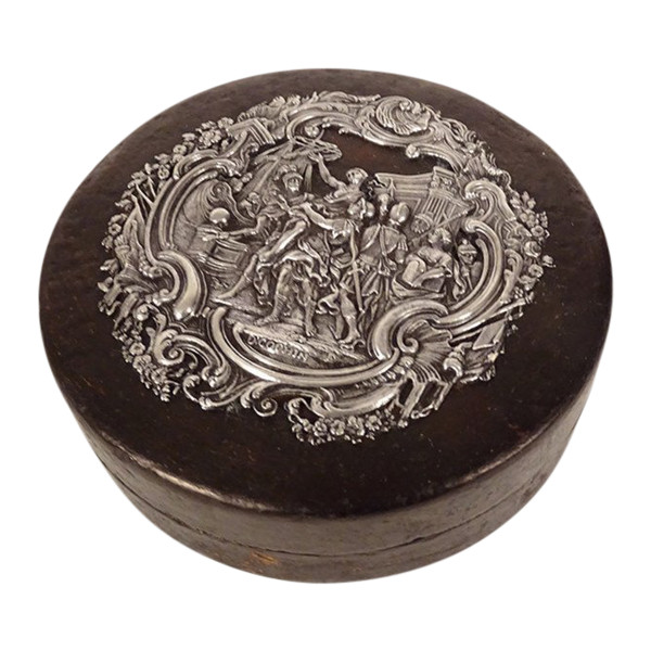 Scatola rotonda in cartone bollito Argento sterling Rapimento delle Sabine Cochin XIX secolo