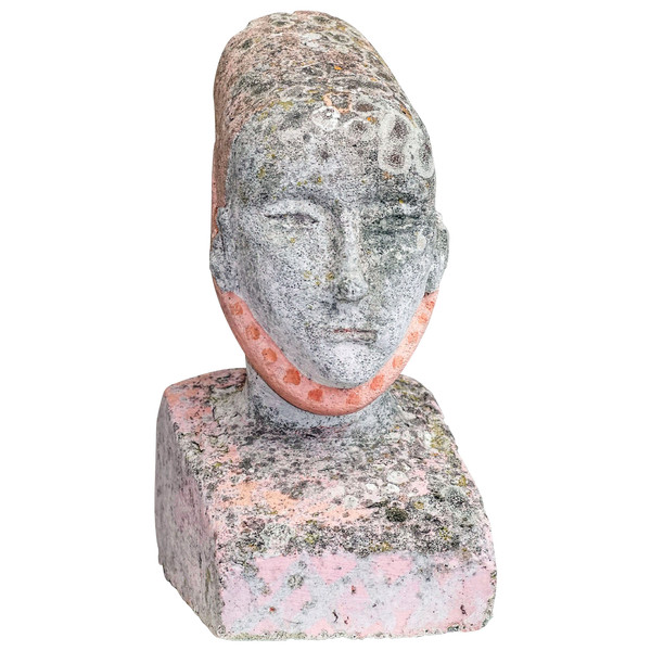 VOLTO DI DONNA regionale in terracotta con copricapo.