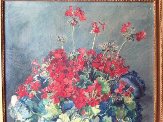 Zacharie Astruc (1833-1907) - Large Watercolor - Bouquet of Geraniums