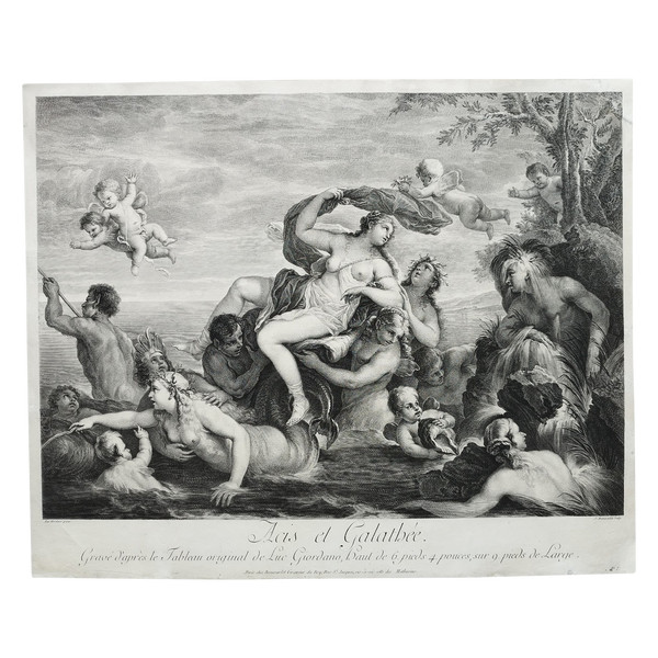 Gravure Mythologique  Acis et Galathée 18ème