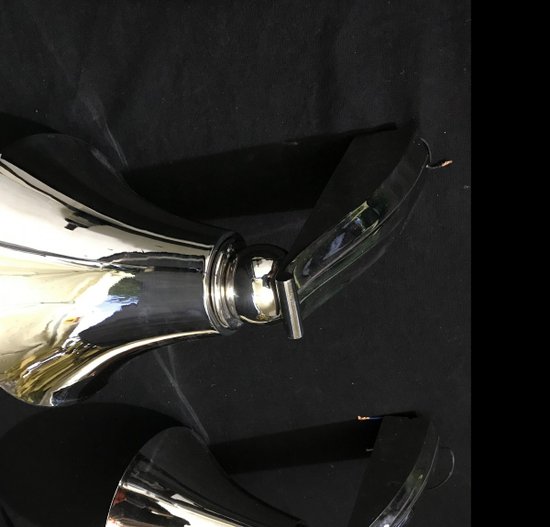 Pair Lamp Wall Lamp Chrome Bronze Modern Style 1930