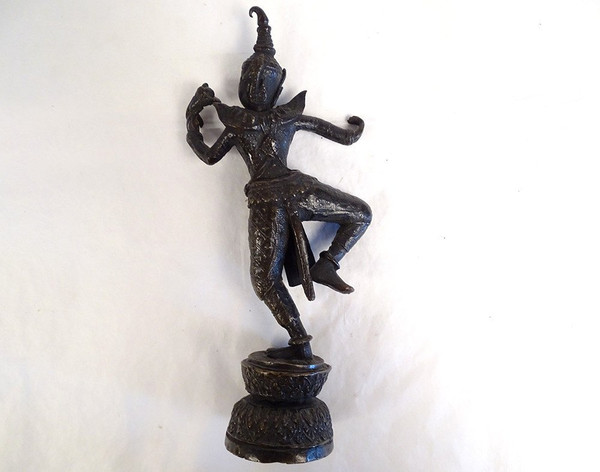 Skulptur Bronzestatuette Tänzerin Apsara Khmer Kambodscha Thailand 19