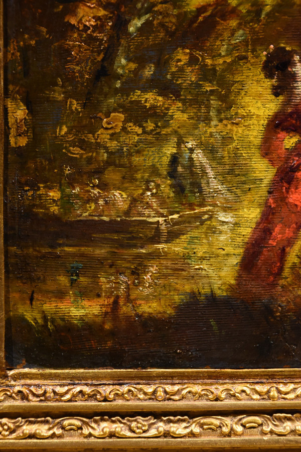 ​​​​​​​animated Scene In A Garden, Adolphe Joseph Thomas Monticelli (marseille 1824-1886) Siged