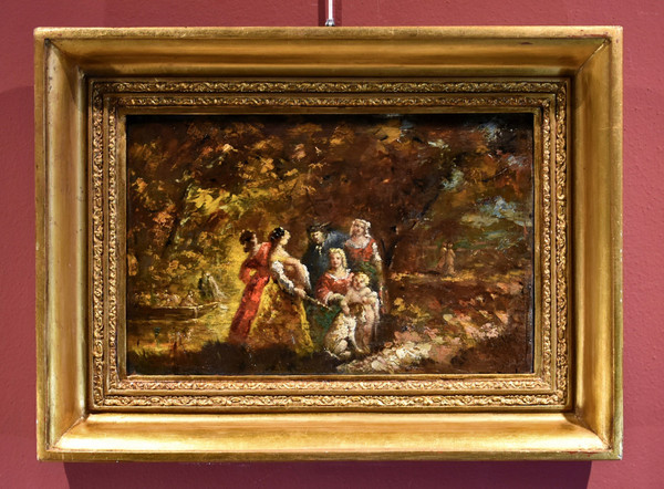 ​​​​​​​animated Scene In A Garden, Adolphe Joseph Thomas Monticelli (marseille 1824-1886) Siged