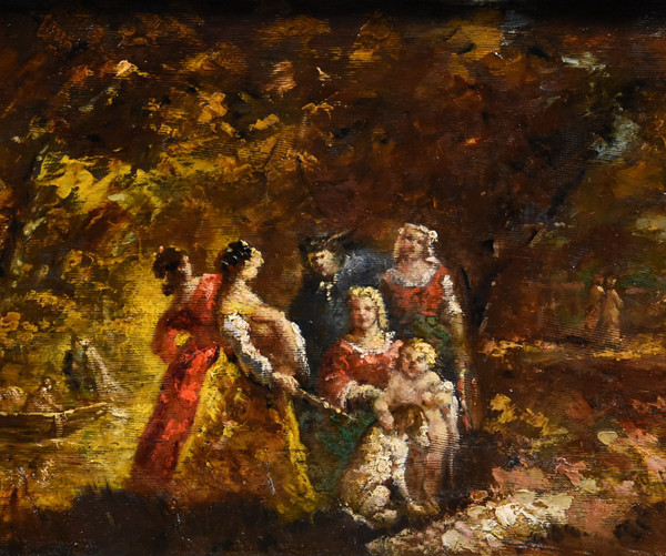 ​​​​​​​animated Scene In A Garden, Adolphe Joseph Thomas Monticelli (marseille 1824-1886) Siged