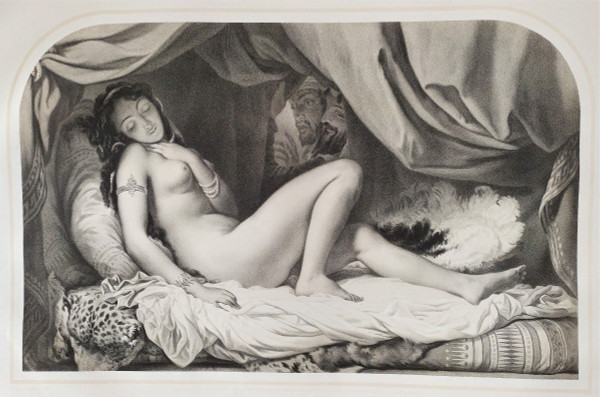Stampa orientalista nuda della donna orientale del XIX Harem