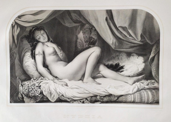 Stampa orientalista nuda della donna orientale del XIX Harem