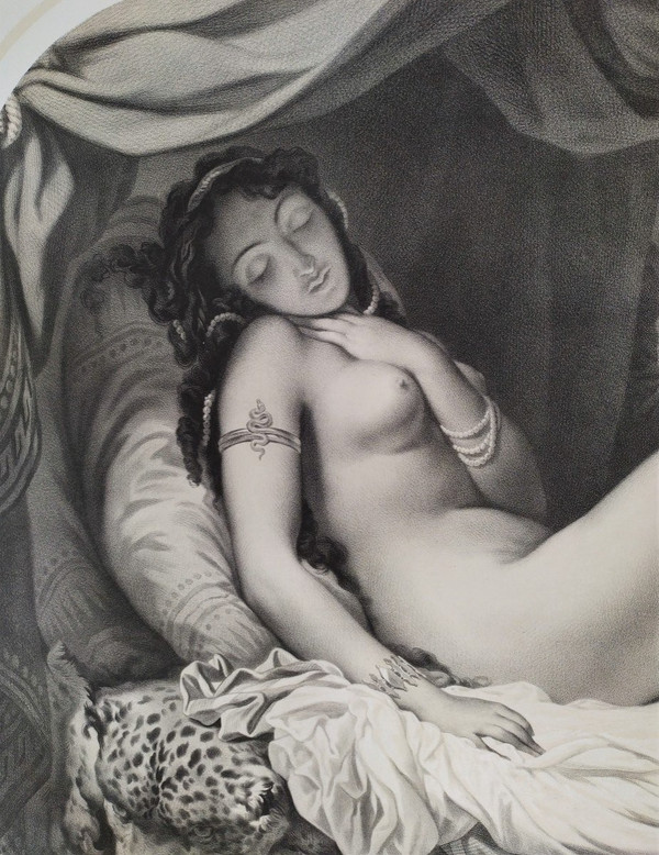 Stampa orientalista nuda della donna orientale del XIX Harem