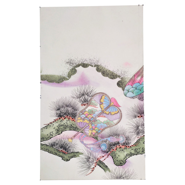 Progetto giapponese di kimono giapponesi acquerelli e inchiostri