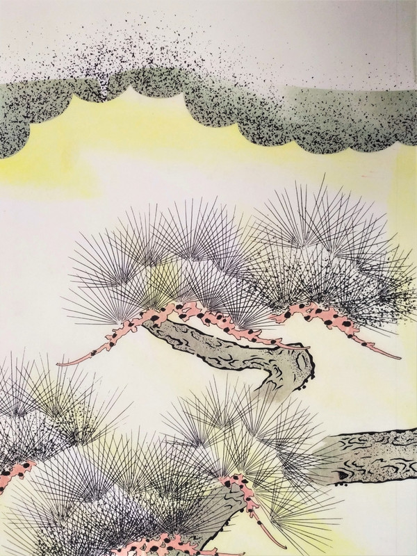 Progetto tessile acquerello per kimono giapponesi