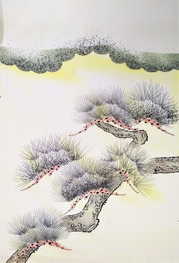 Progetto tessile acquerello per kimono giapponesi