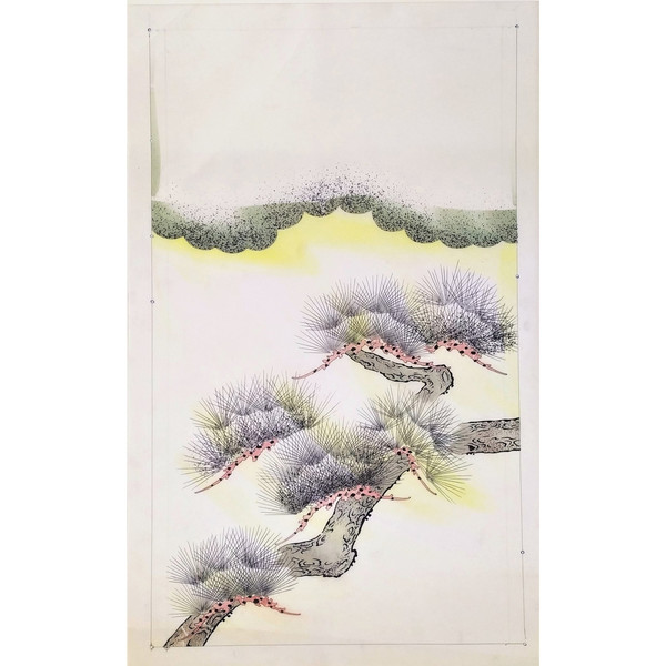 Progetto tessile acquerello per kimono giapponesi