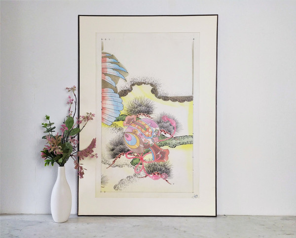 Progetto Kimono giapponese Acquerello e inchiostri