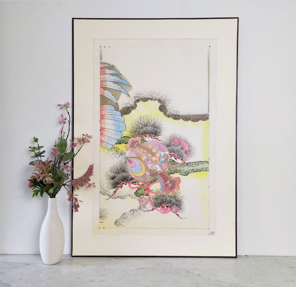 Progetto Kimono giapponese Acquerello e inchiostri