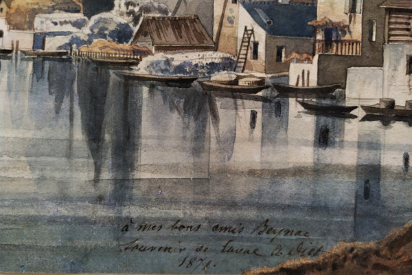 Laval, il castello e la Mayenne Acquerello