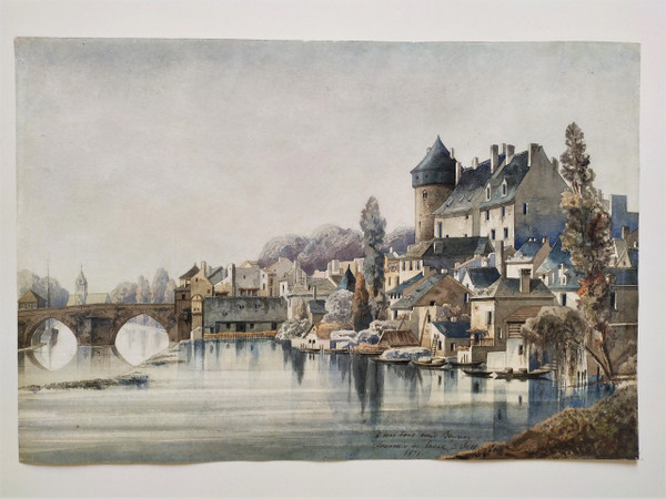 Laval, il castello e la Mayenne Acquerello