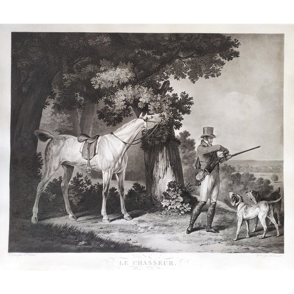 Hunting Engraving by Debucourt After Carle Vernet