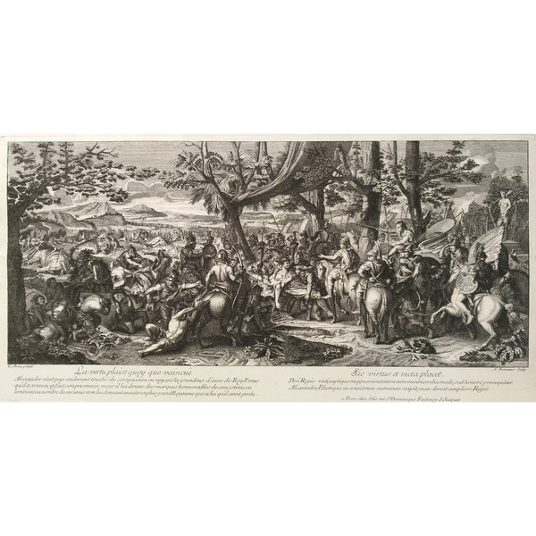 Battle of Alexander King Porus 18th century engraving after Charles Le Brun