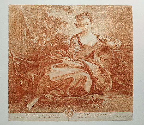 Engraving Pastoral Scene after François Boucher 18th
