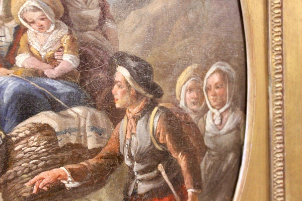 Oil On Canvas Representing A Scene From The Countryside Late 18th Century