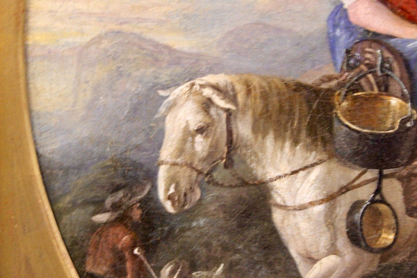 Oil On Canvas Representing A Scene From The Countryside Late 18th Century