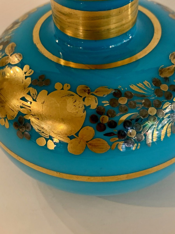 Flacon En Opaline Turquoise Desvignes