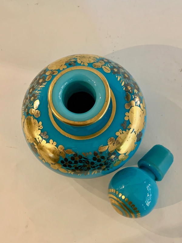 Flacon En Opaline Turquoise Desvignes