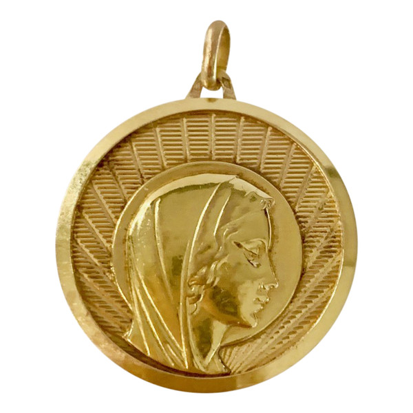 Importante Medaglia Religiosa Con Il Profilo Della Vergine