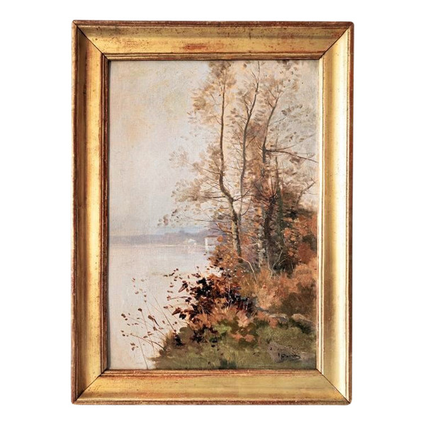 Tableau Huile Sur Toile Paysage d'Automne Par David 19ème