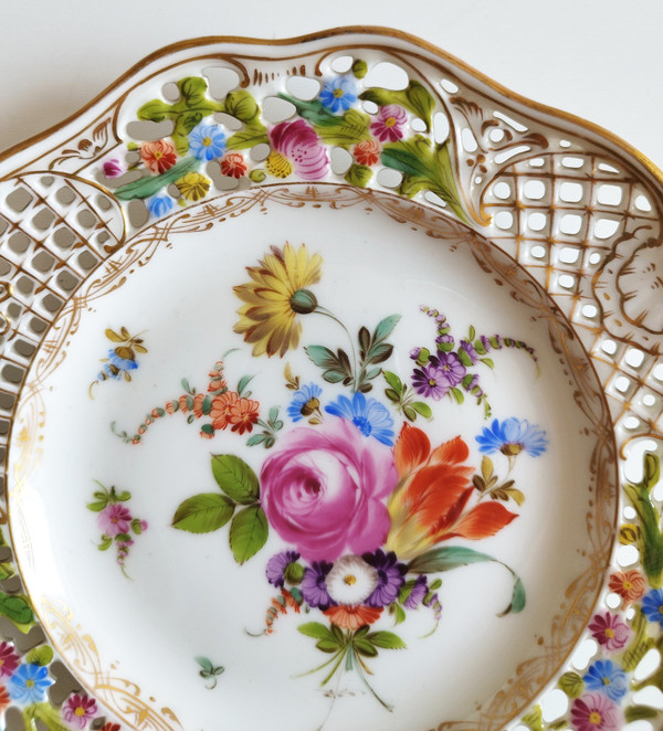 Potschappel Dresden Porcelain Openwork Plates 19th c