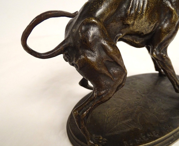 Piccola scultura in bronzo Pierre-Jules guida il levriero Plock 1854 XIX