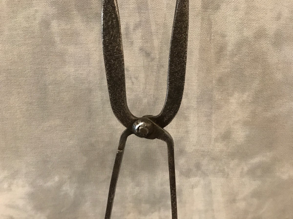 Beautiful large log tongs iron and bronze arm tongs from the late 18th century