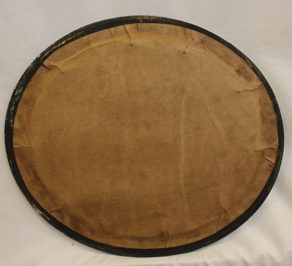 Napoleon III Mirror, Oval Blackened Lacquered Wood, Mercury Glass 34 x 39 cm