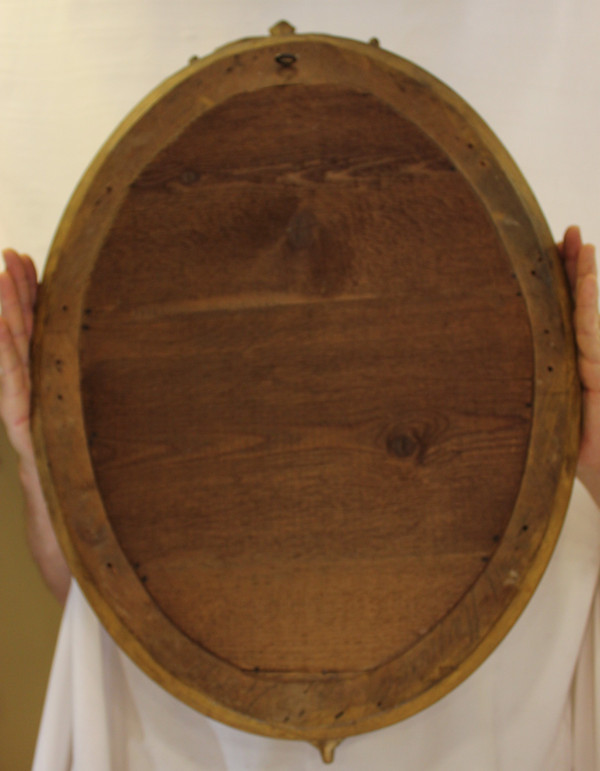 Napoleon III Oval Mirror, Louis XV Style, Shell, Gold Leaf 50 X70 Cm