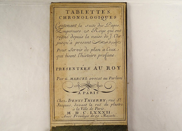 Tablettes Chronologiques Popes Emperors Kings Guillaume Marcel Paris 1682