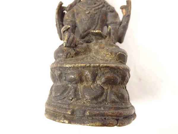 Sculpture Statuette Bronze Déesse Tara Trois Têtes Bouddhisme Thailande 19è