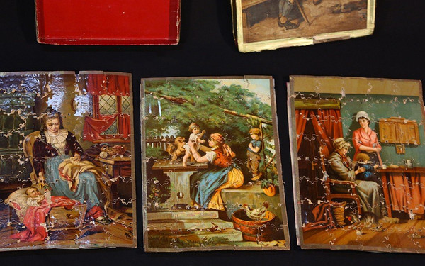 Ensemble De 3 Puzzles, En Bois Et Papier