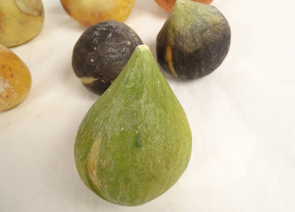 Ensemble 8 Fruits Marbre Carrare Polychrome Pommes Figues Abricot XIXème