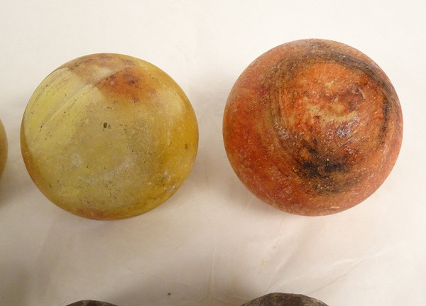 Ensemble 8 Fruits Marbre Carrare Polychrome Pommes Figues Abricot XIXème