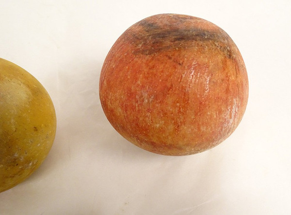 Ensemble 8 Fruits Marbre Carrare Polychrome Pommes Figues Abricot XIXème