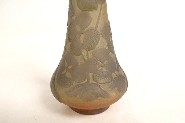 Small Vase Pâte de Verre Emile Gallé Fleurs Abutilons Art Nouveau 19th century