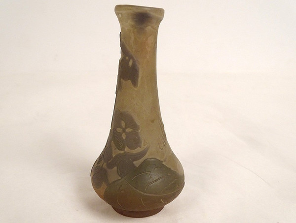 Small Vase Pâte de Verre Emile Gallé Fleurs Abutilons Art Nouveau 19th century