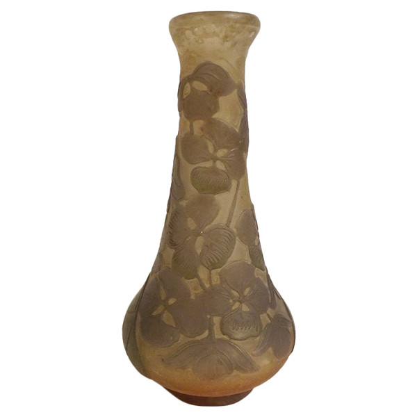 Petit Vase Pâte de Verre Emile Gallé Fleurs Abutilons Art Nouveau XIXème