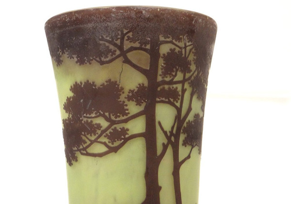 Large Cornet Vase in Pâte de Verre Signed Daum Nancy, Art Nouveau 19th century