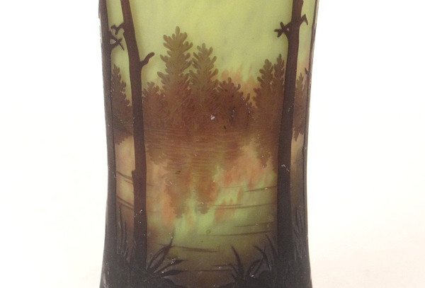 Large Cornet Vase in Pâte de Verre Signed Daum Nancy, Art Nouveau 19th century