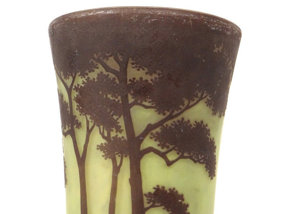 Large Cornet Vase in Pâte de Verre Signed Daum Nancy, Art Nouveau 19th century