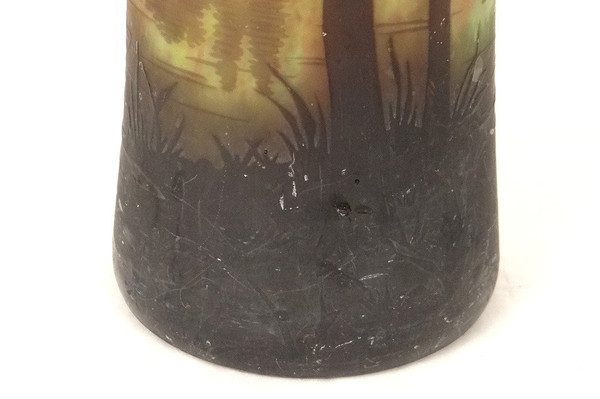 Large Cornet Vase in Pâte de Verre Signed Daum Nancy, Art Nouveau 19th century