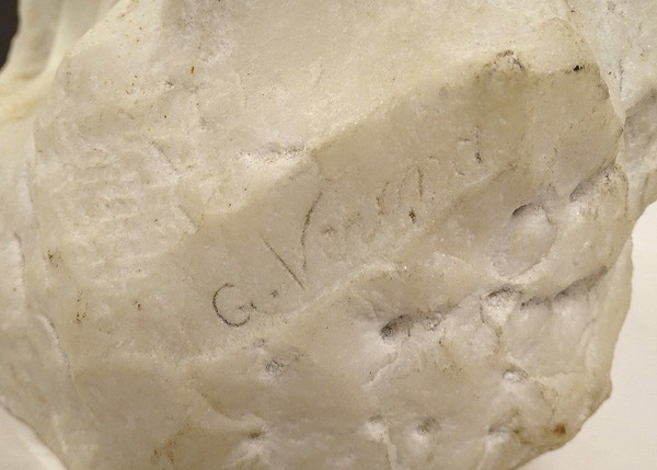 Scultura Testa di Giovane Donna Marmo di Carrara G. Verona Stile Liberty XIX Secolo