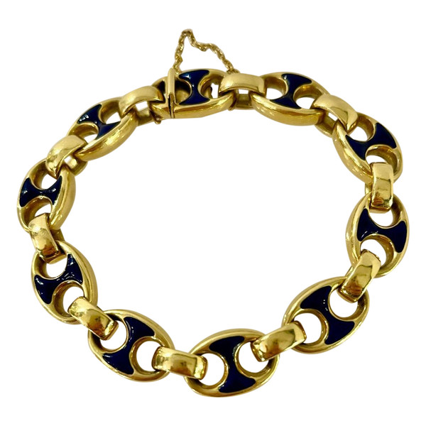 Bracciale in oro e smalto blu